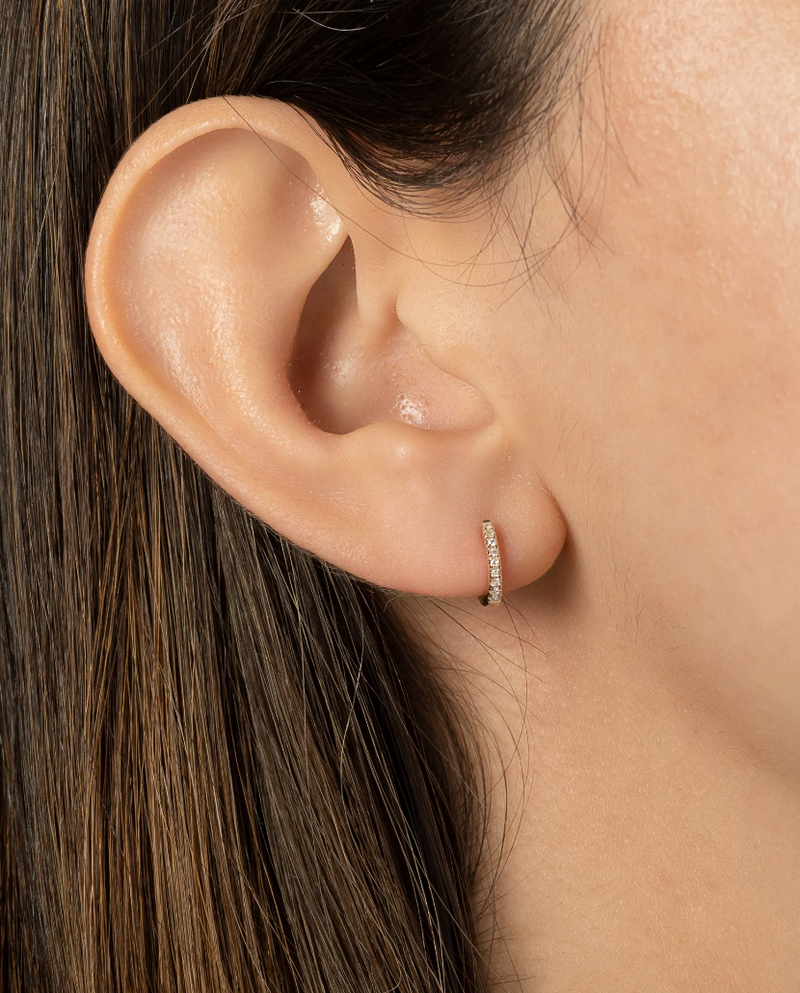Mini diamond huggies earrings