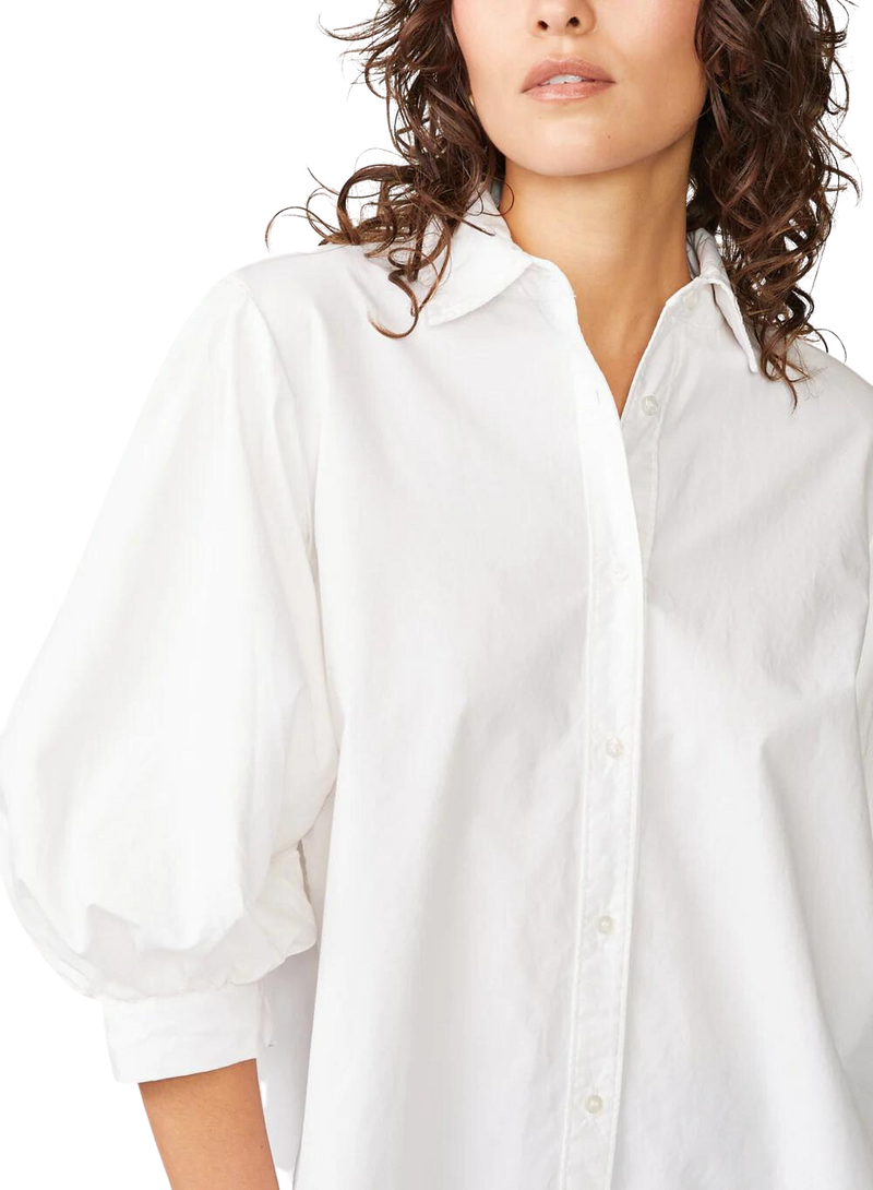 Heavy poplin puff sleeve shirt - white